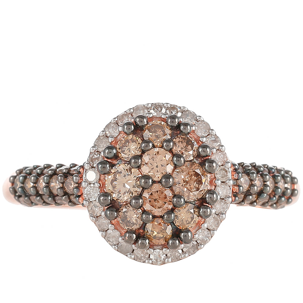 Rosevergoldeter Silberring mit Champagner-Diamant 1