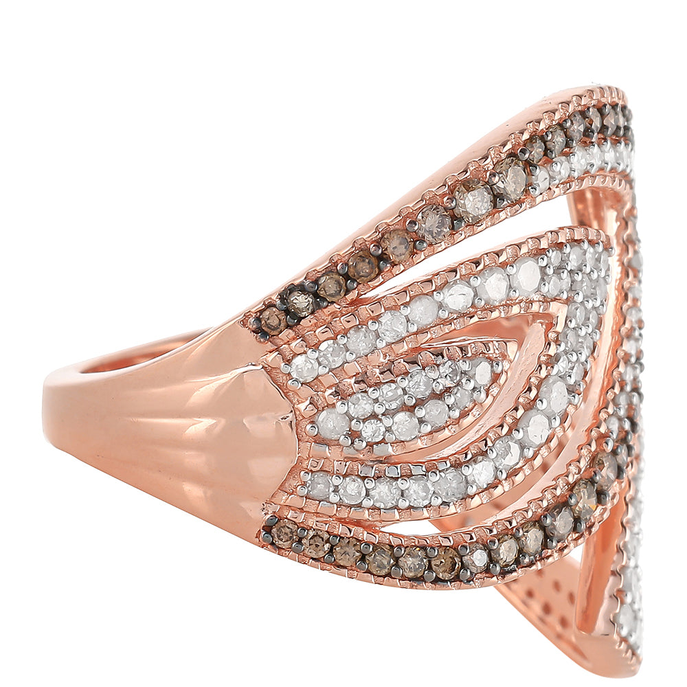 Rosevergoldeter Silberring mit Champagner-Diamant 6