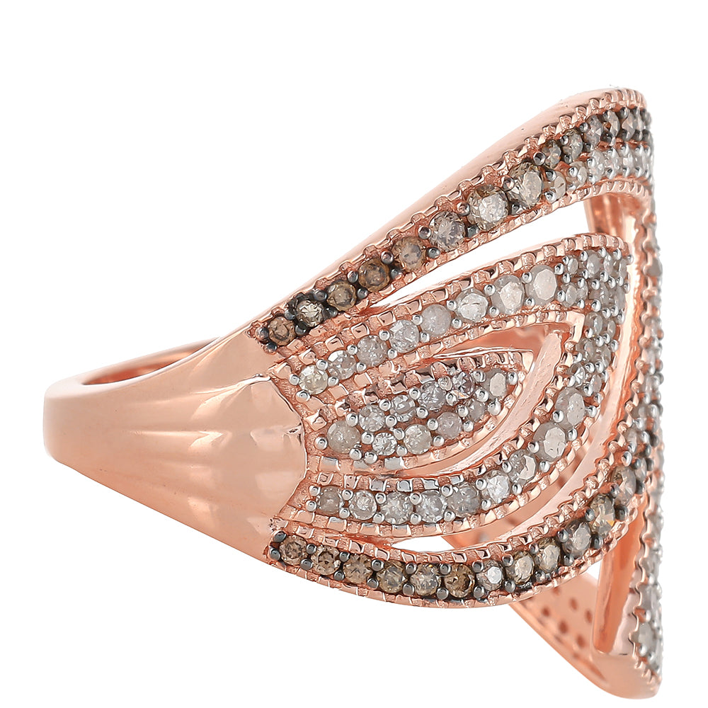 Rosevergoldeter Silberring mit Champagner-Diamant 2
