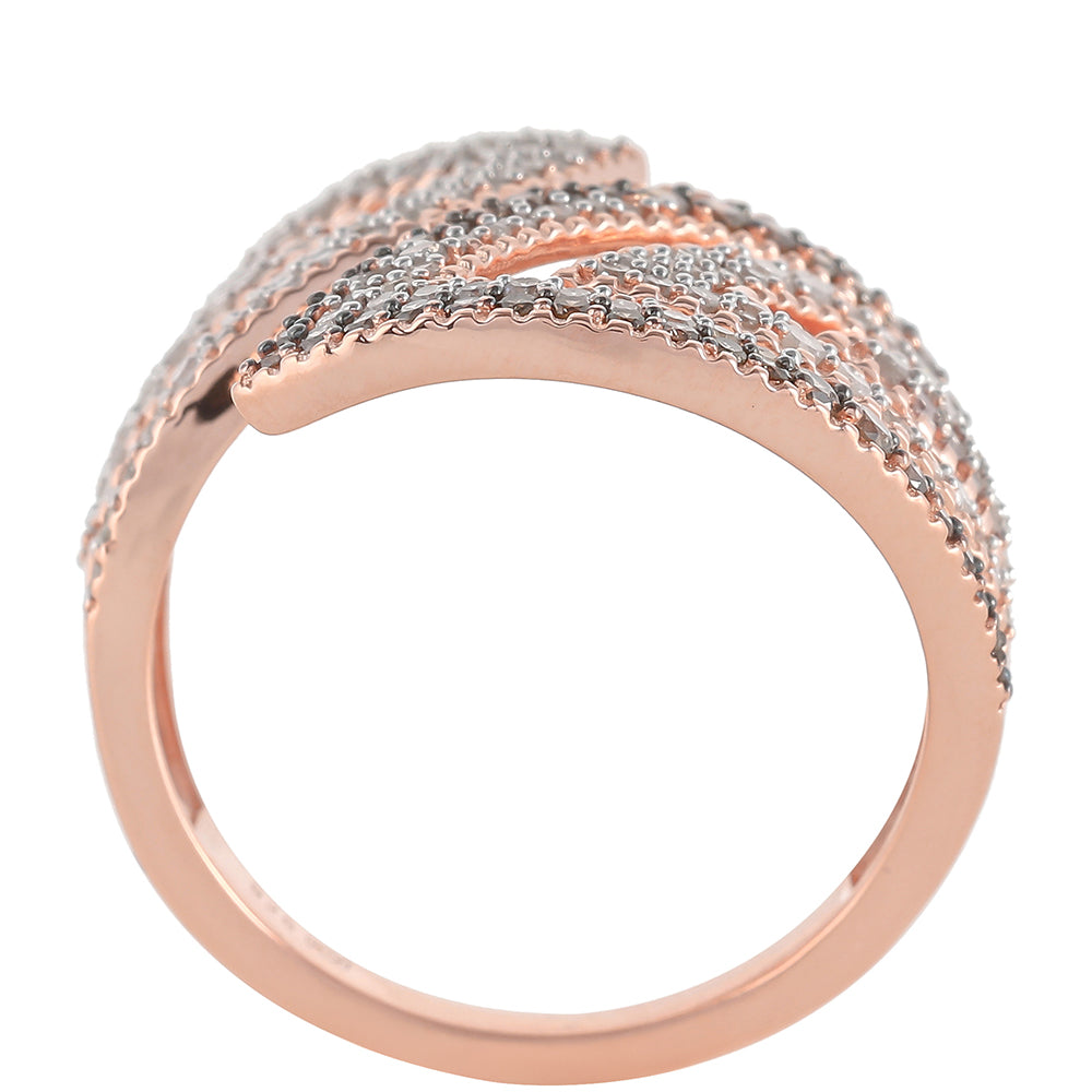 Rosevergoldeter Silberring mit Champagner-Diamant