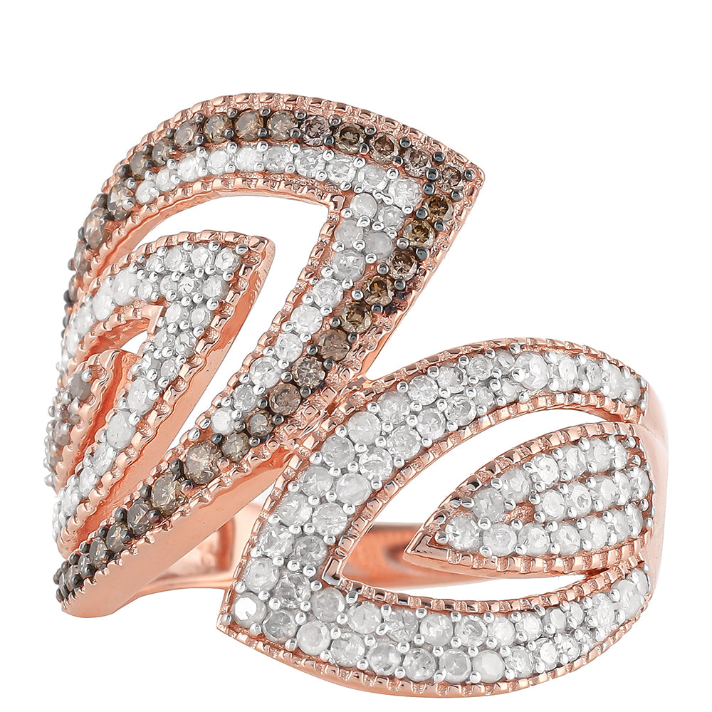 Rosevergoldeter Silberring mit Champagner-Diamant 5