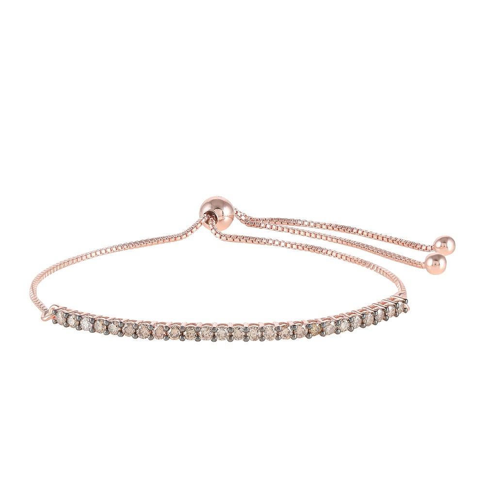 Rosevergoldetes Silberarmband mit Champagner-Diamant 1