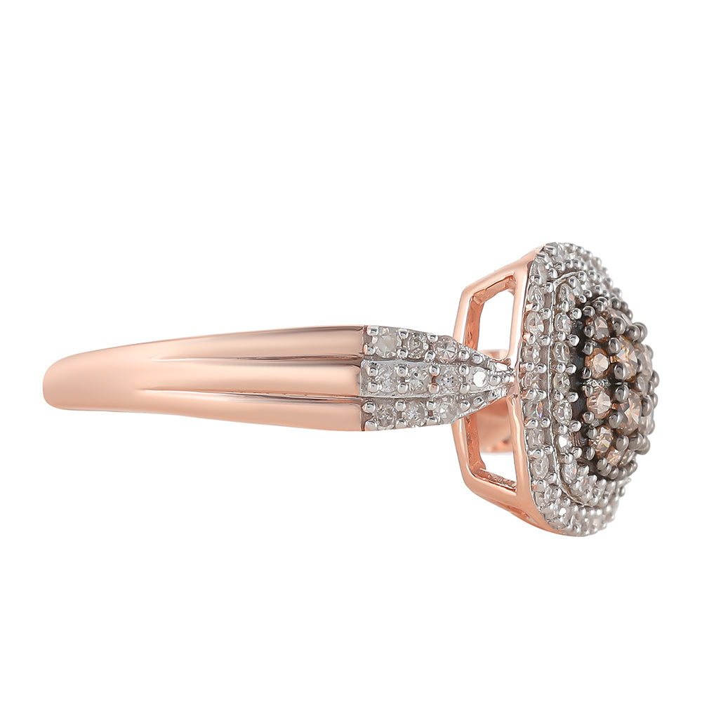 Rosevergoldeter Silberring mit Champagner-Diamant 2
