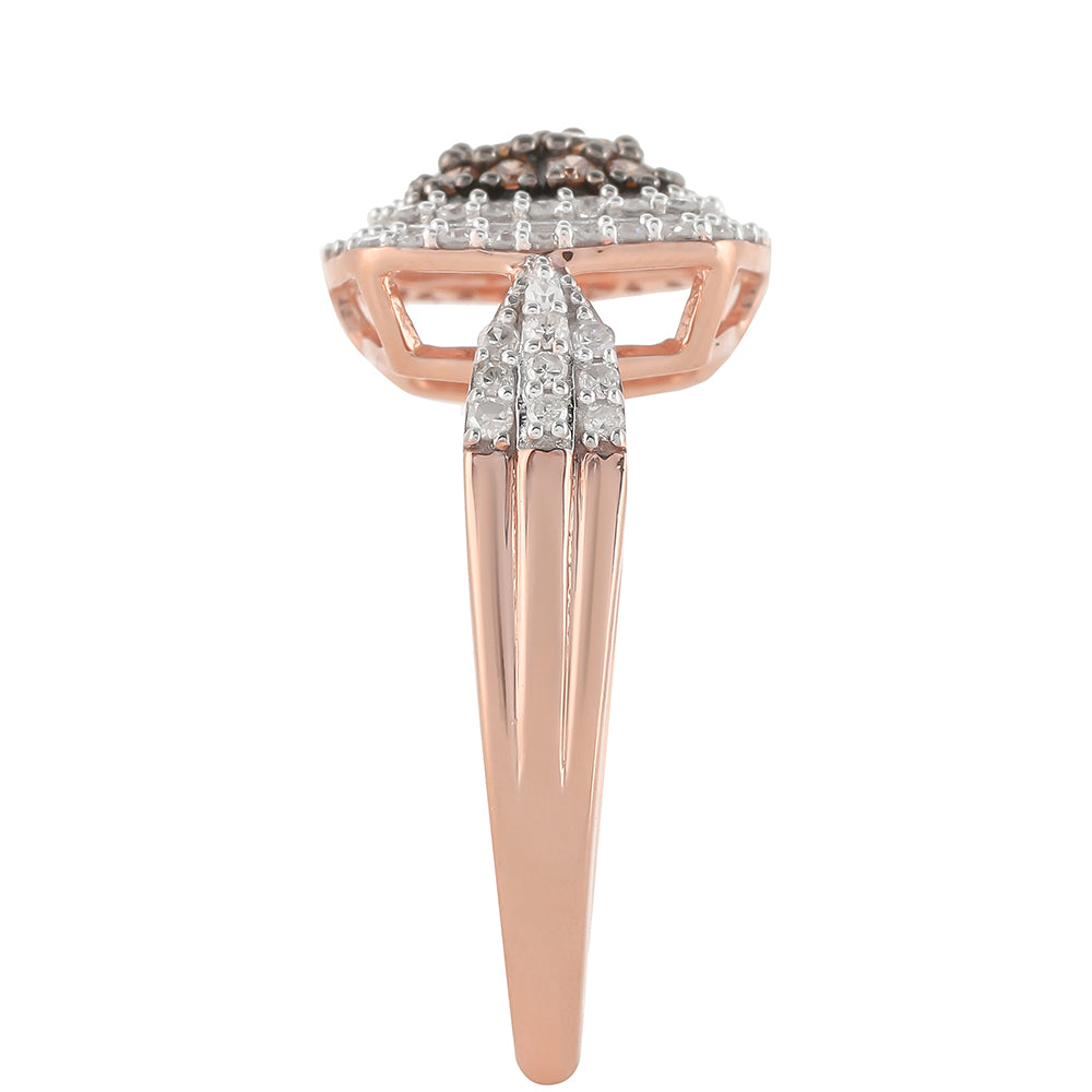 Rosevergoldeter Silberring mit Champagner-Diamant 7