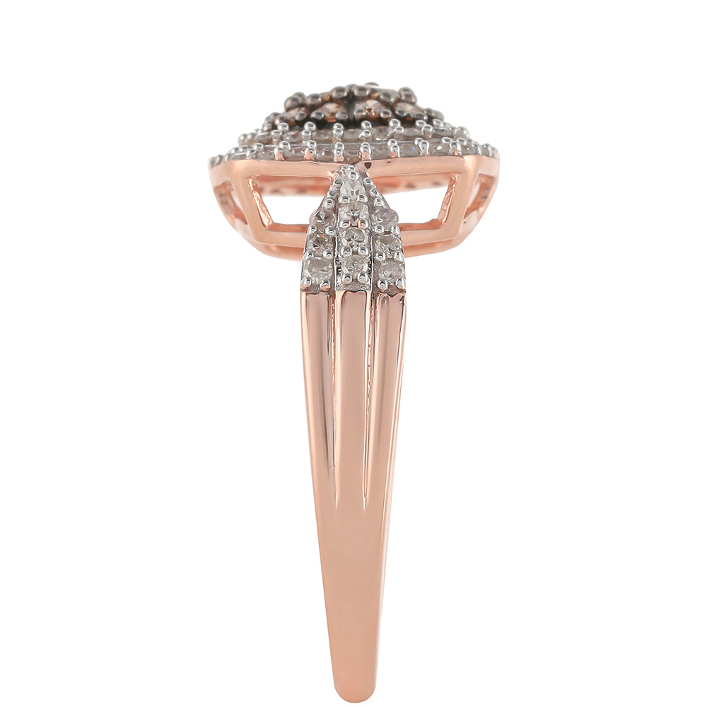 Rosevergoldeter Silberring mit Champagner-Diamant 3
