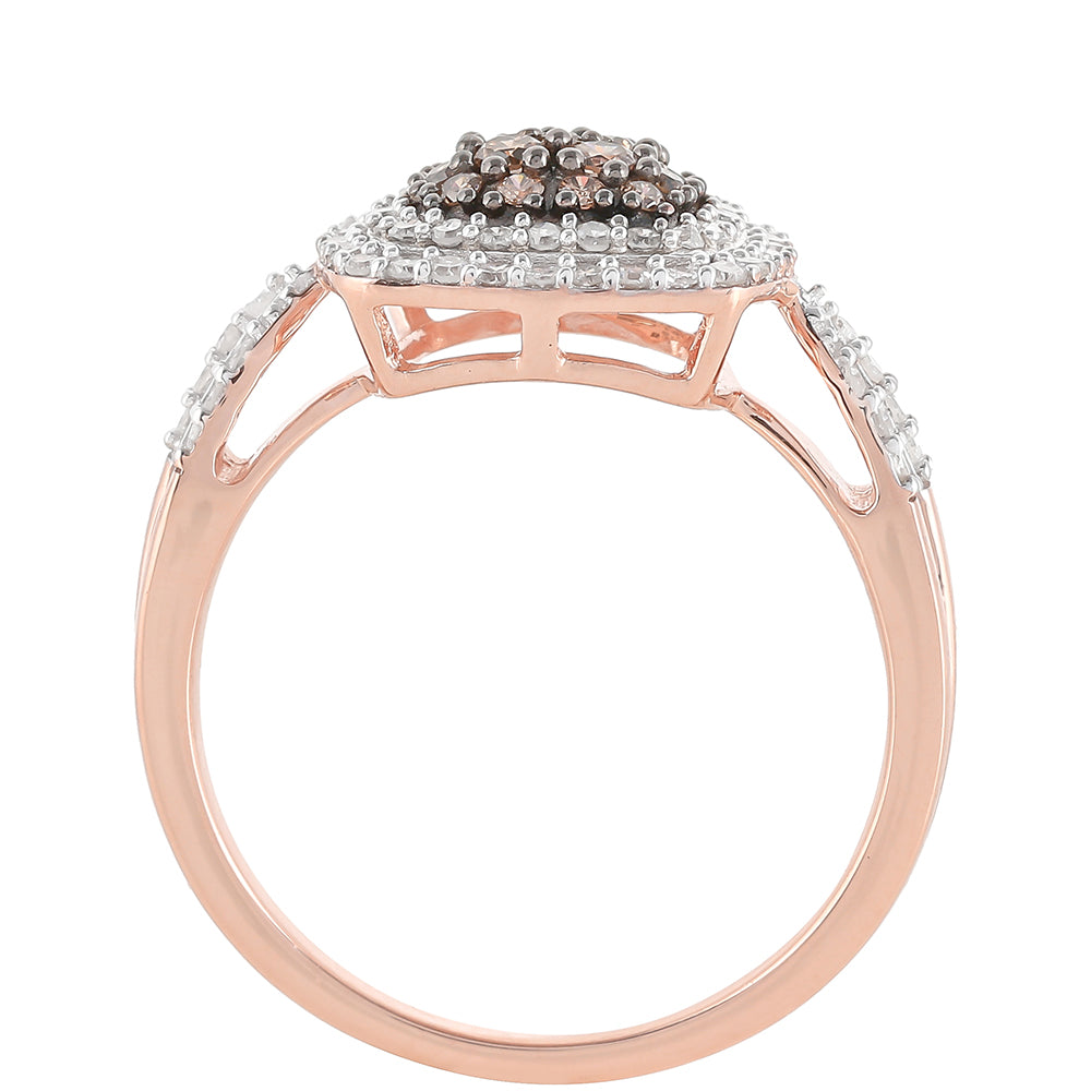 Rosevergoldeter Silberring mit Champagner-Diamant 8