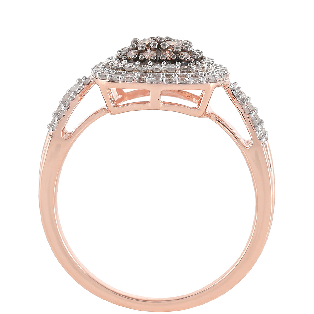 Rosevergoldeter Silberring mit Champagner-Diamant 4