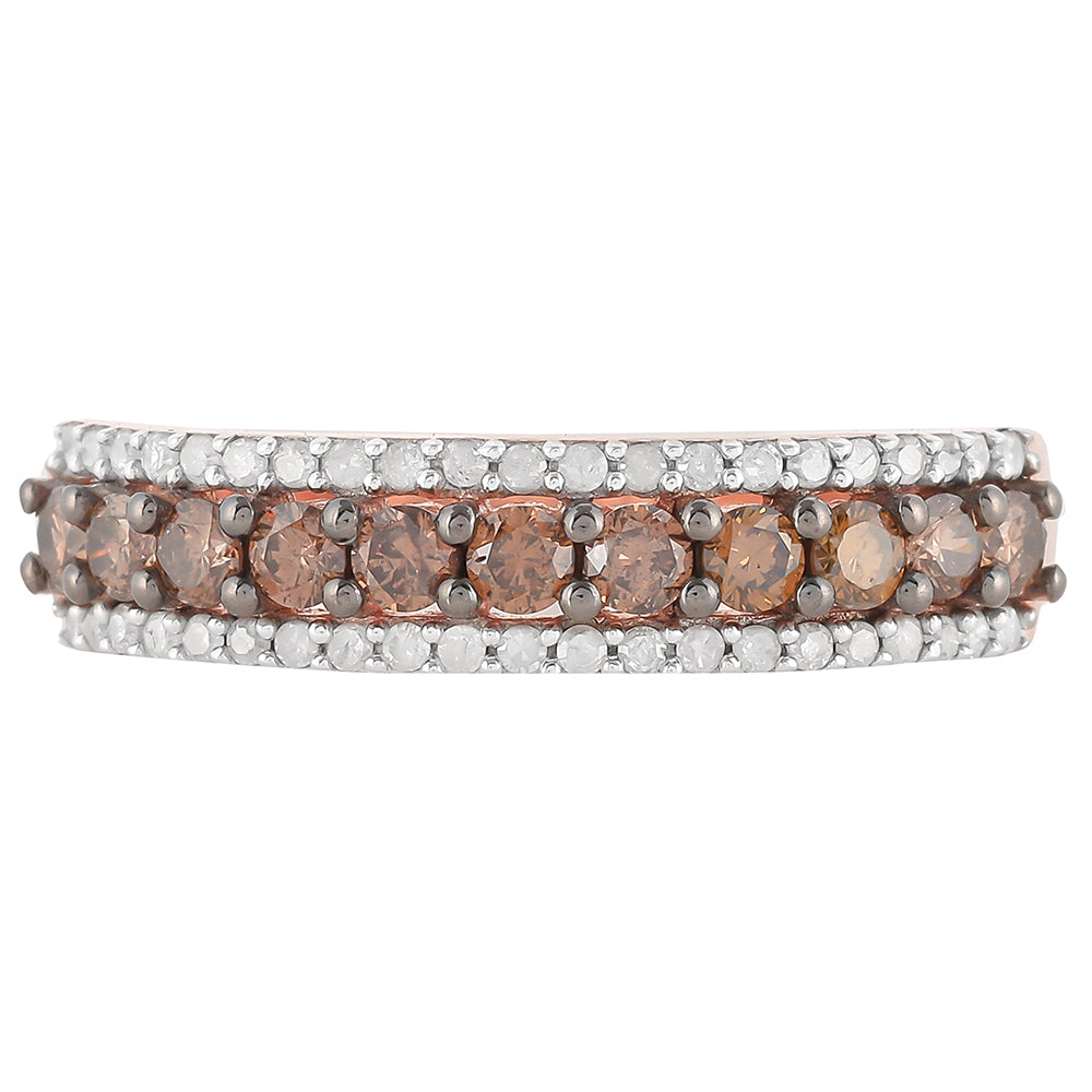Rosevergoldeter Silberring mit Champagner-Diamant und weißem Diamant 5