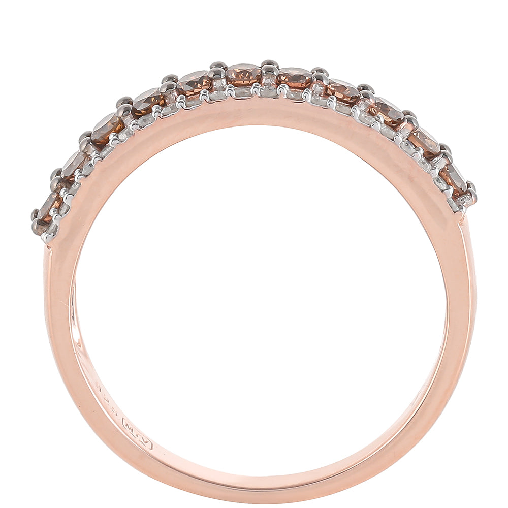 Rosevergoldeter Silberring mit Champagner-Diamant und weißem Diamant 4