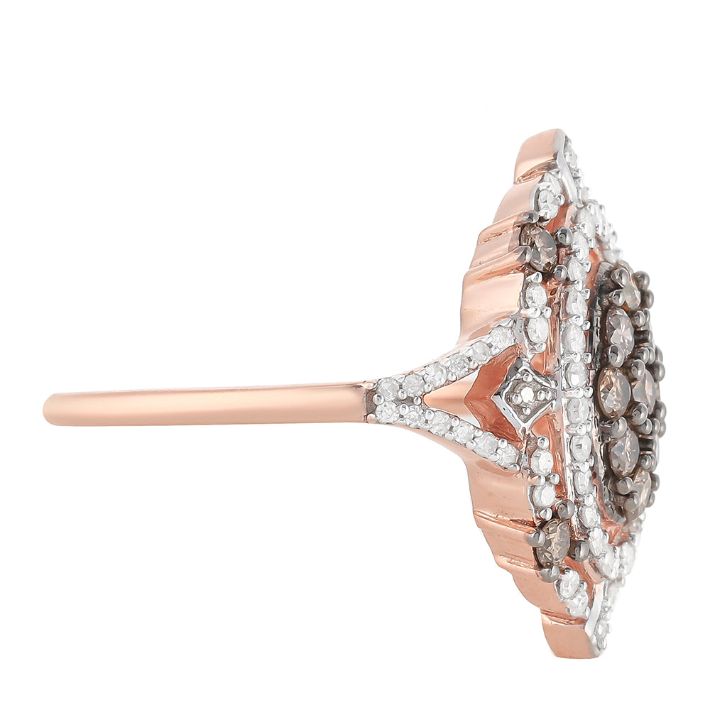 Rosevergoldeter Silberring mit Champagner-Diamant