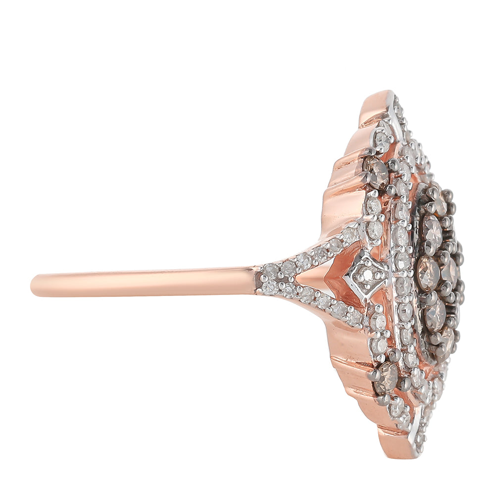 Rosevergoldeter Silberring mit Champagner-Diamant