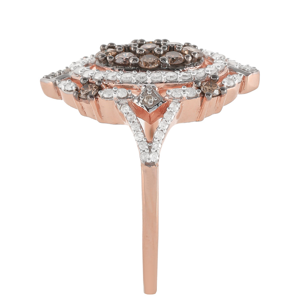 Rosevergoldeter Silberring mit Champagner-Diamant 7