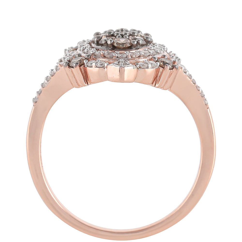 Rosevergoldeter Silberring mit Champagner-Diamant