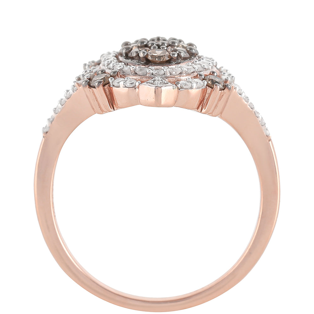 Rosevergoldeter Silberring mit Champagner-Diamant 8