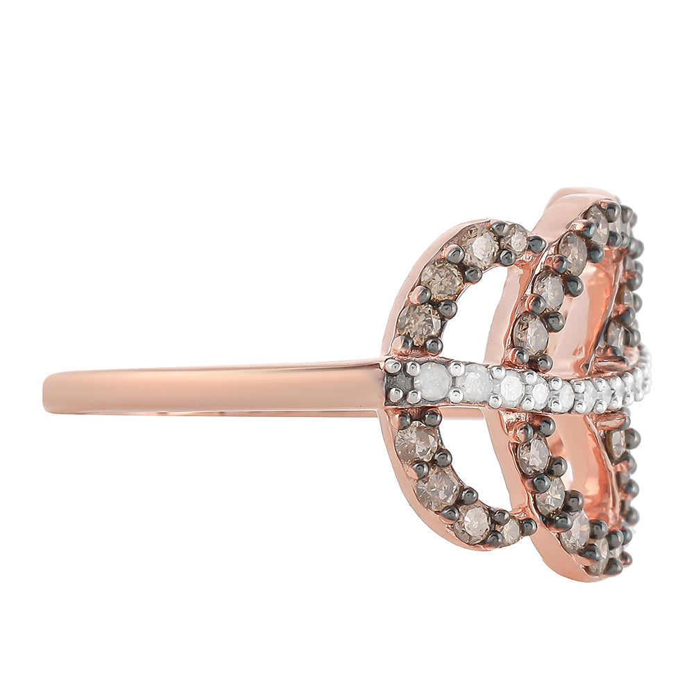 Rosevergoldeter Silberring mit Champagner-Diamant