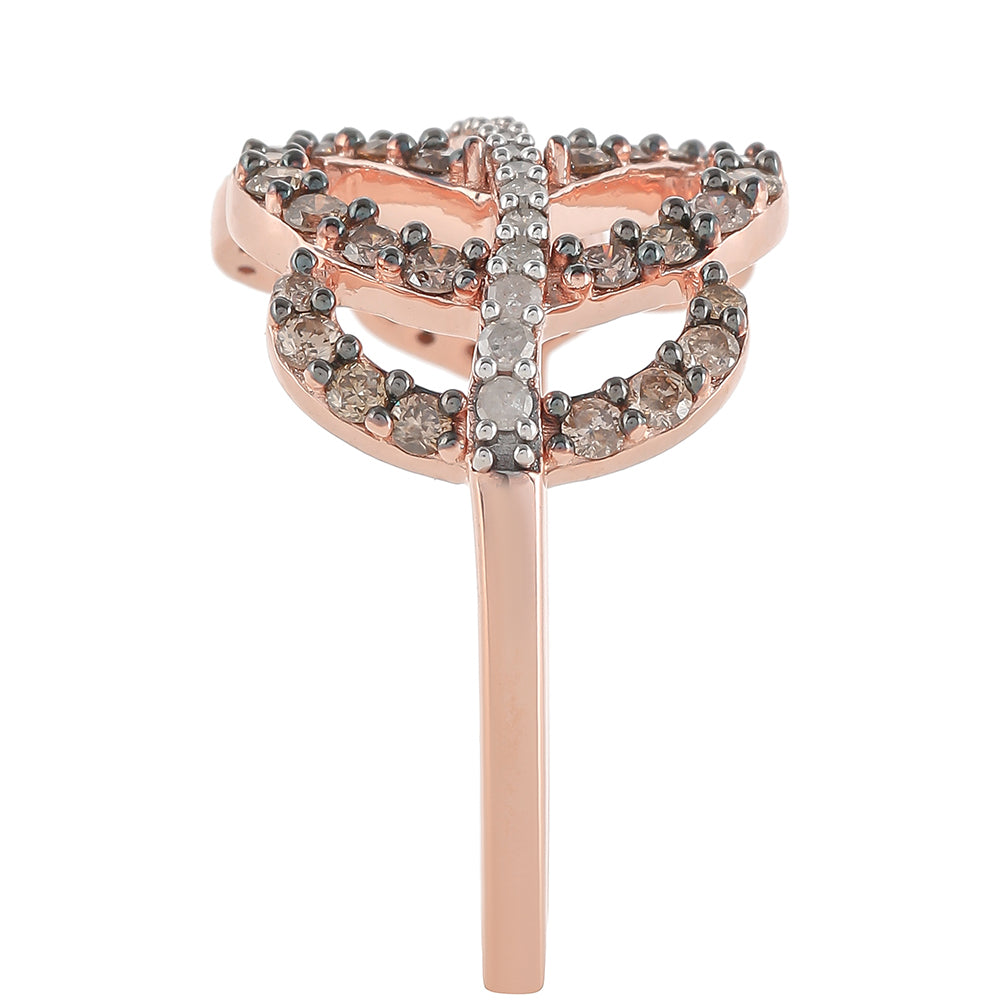 Rosevergoldeter Silberring mit Champagner-Diamant 3