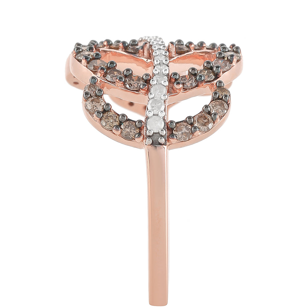 Rosevergoldeter Silberring mit Champagner-Diamant