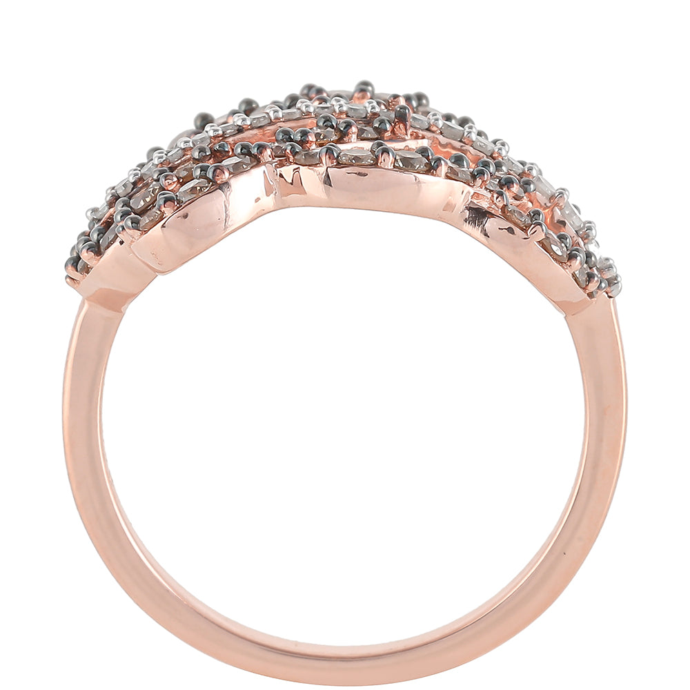 Rosevergoldeter Silberring mit Champagner-Diamant 4