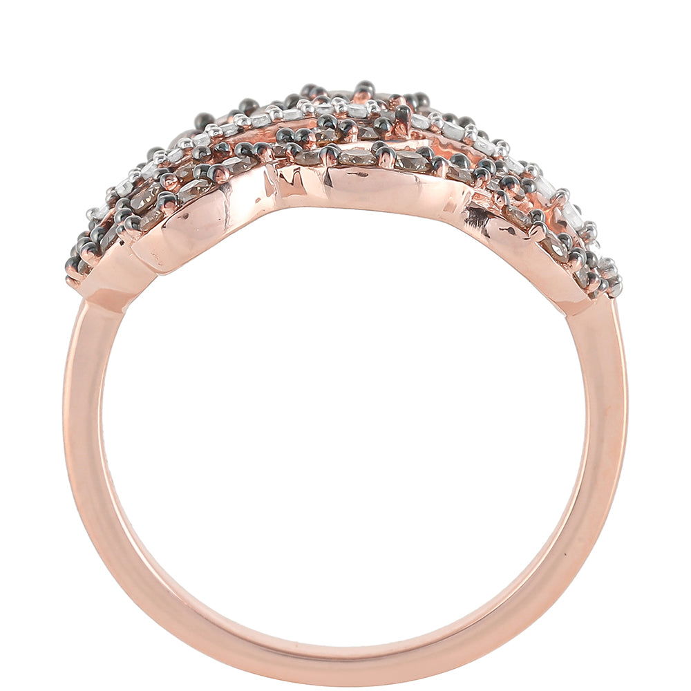 Rosevergoldeter Silberring mit Champagner-Diamant 8