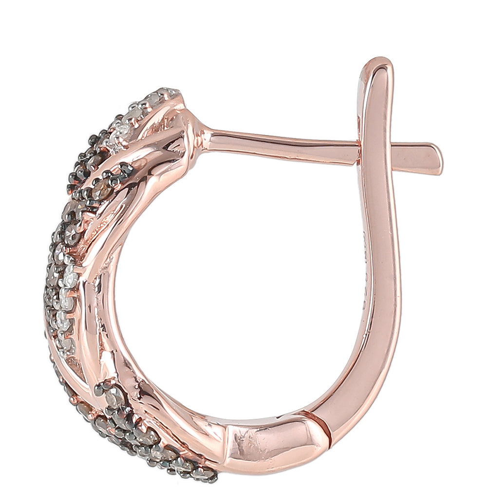 Rosevergoldete Silberohrringe mit Champagner-Diamant und weißem Diamant 2
