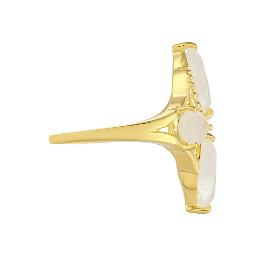 Goldplattierter Silberring mit Regenbogenmondstein