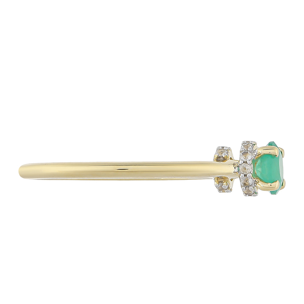 Goldring mit brasilianischem Smaragd und weißem Topas
