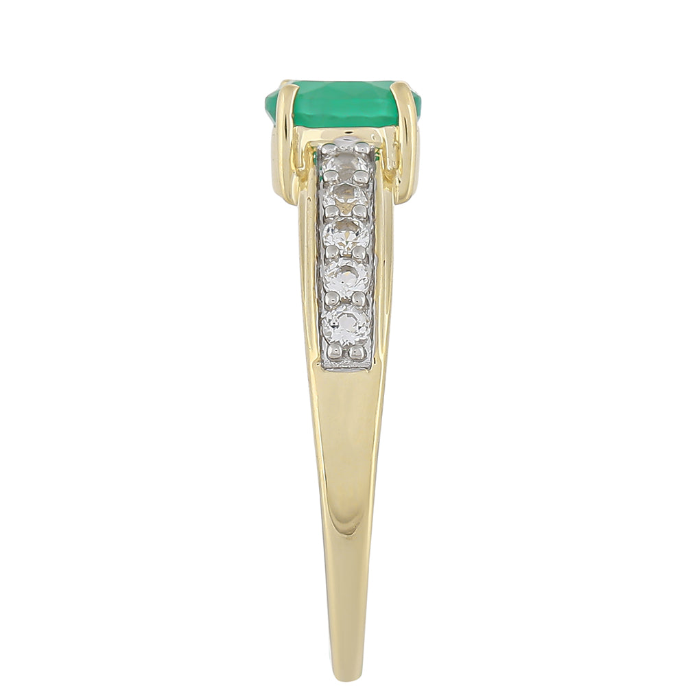 Goldring mit brasilianischem Smaragd und weißem Topas