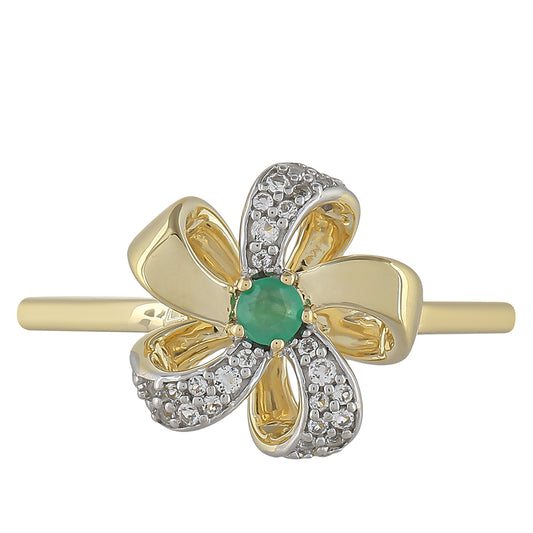 Goldring mit brasilianischem Smaragd und weißem Topas