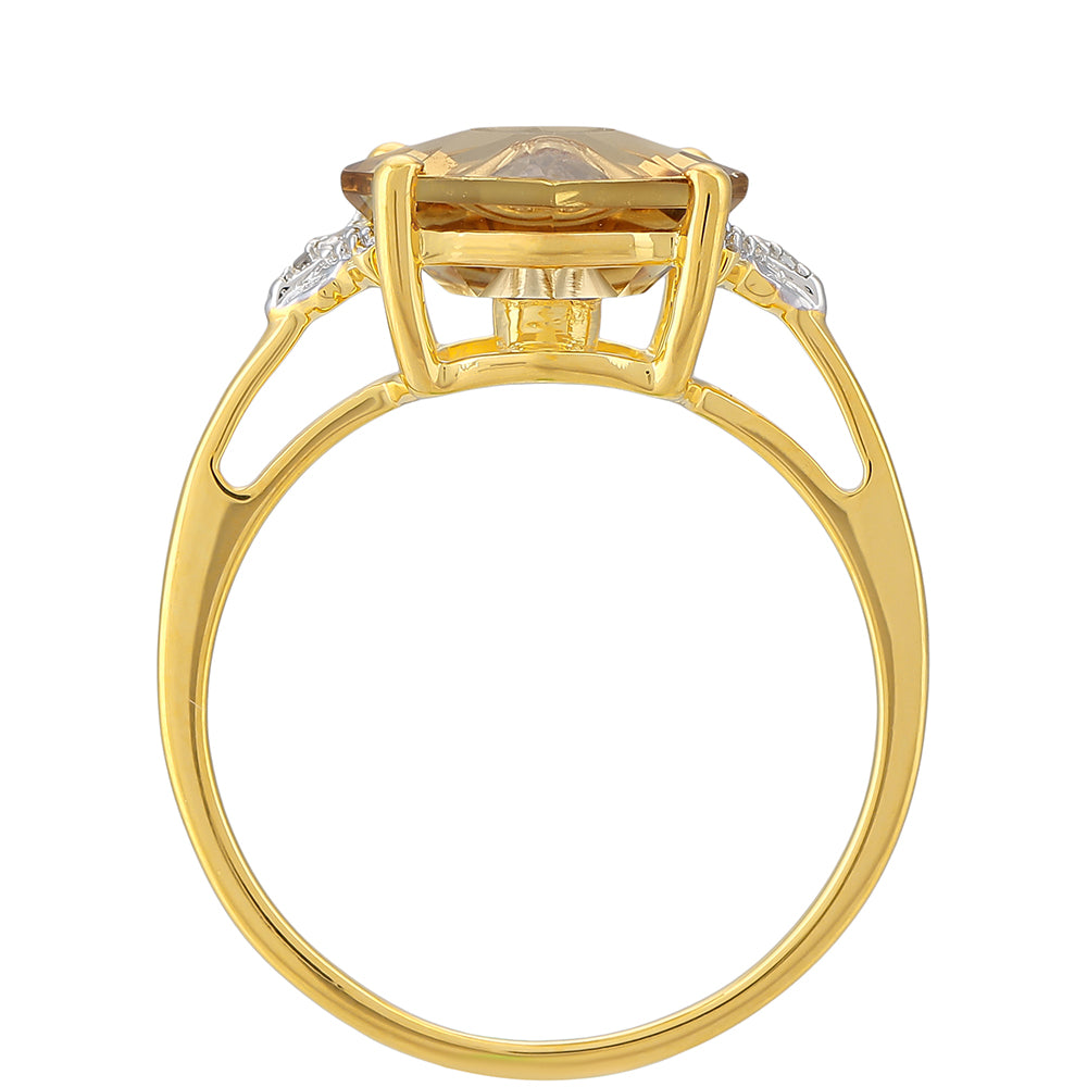 Goldplattierter Silberring mit Tansanit und Champagnerquarz