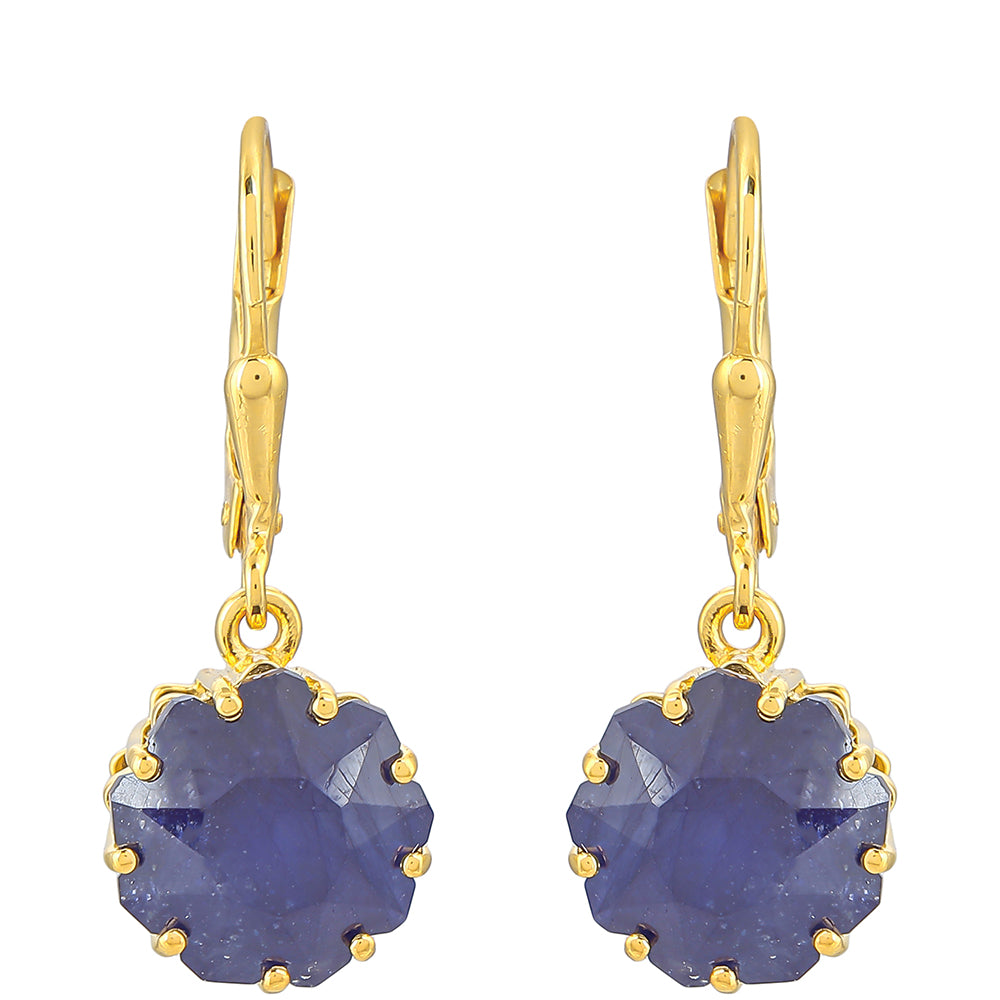 Goldplattierte Silberohrringe mit Thai blauem Saphir