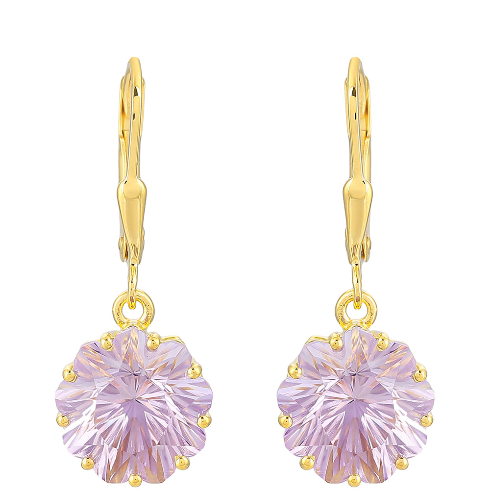 Goldplattierte Silberohrringe mit Rose De France Amethyst
