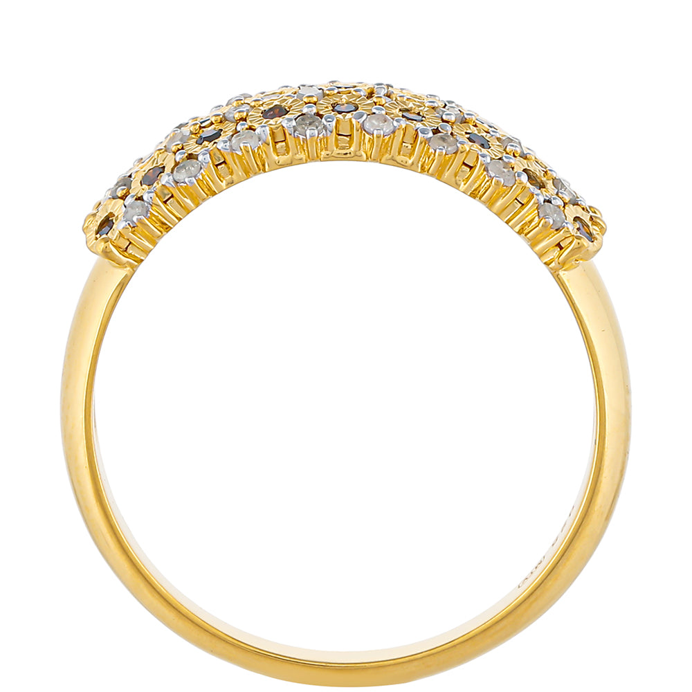 Goldplattierter Silberring mit rotem Diamant und weißem Diamant