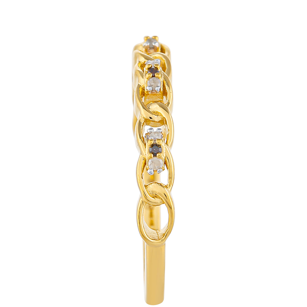 Goldplattierter Silberring mit rotem Diamant und weißem Diamant