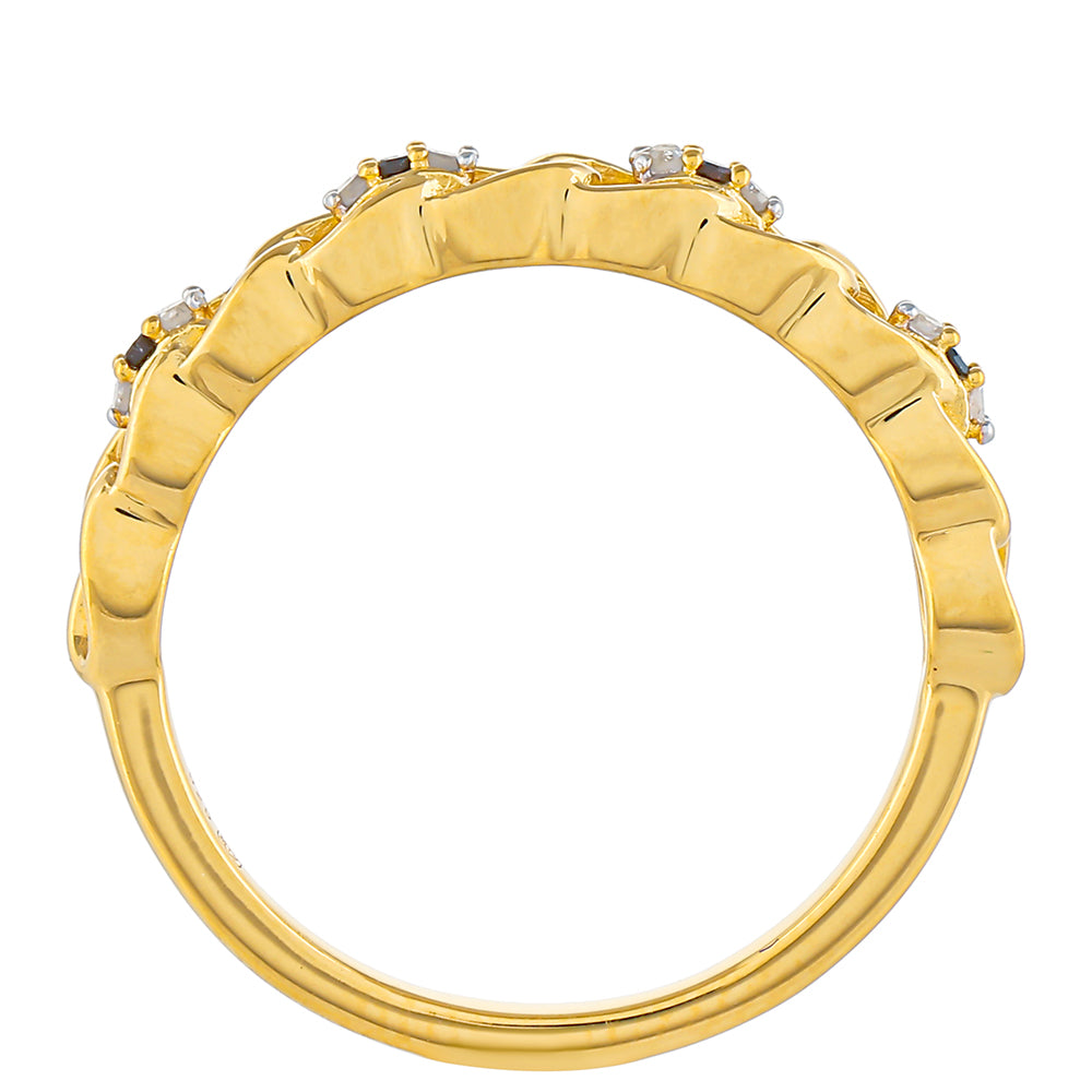 Goldplattierter Silberring mit rotem Diamant und weißem Diamant