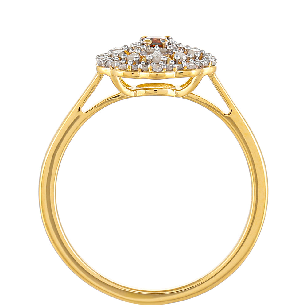 Goldplattierter Silberring mit rotem Diamant und weißem Diamant