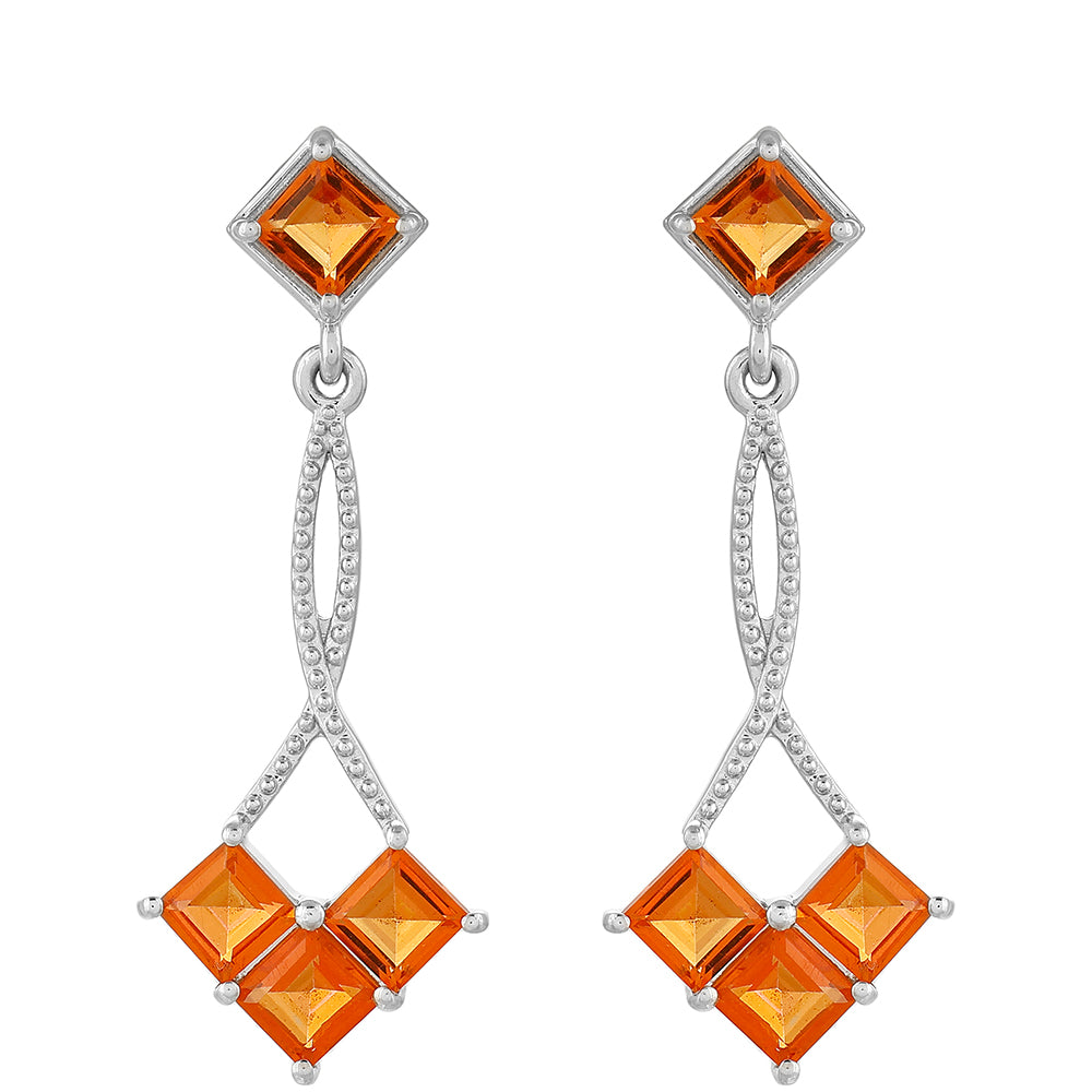 Silberohrringe mit Padparadscha Quarz 1