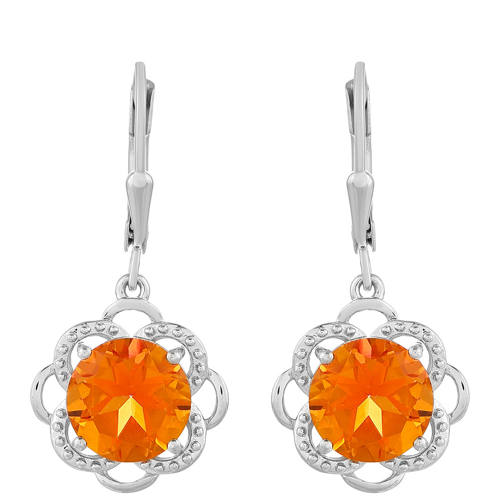 Silberohrringe mit Padparadscha Quarz