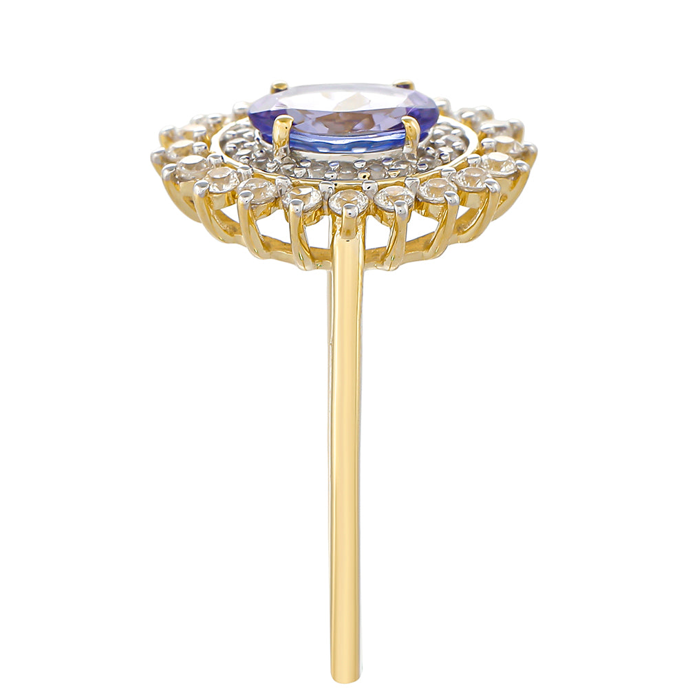 Goldring mit Tansanit - Klasse AAA und natürlichem Zirkon 3
