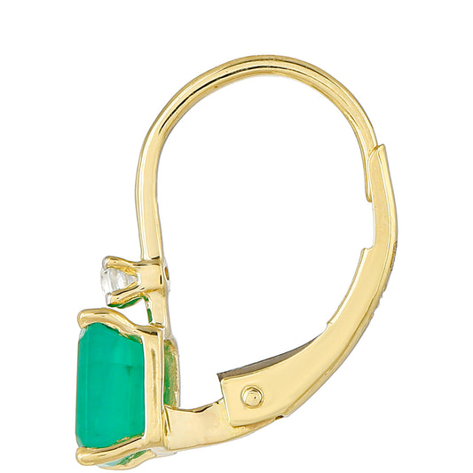 Goldohrringe mit brasilianischem Smaragd und natürlichem Zirkon