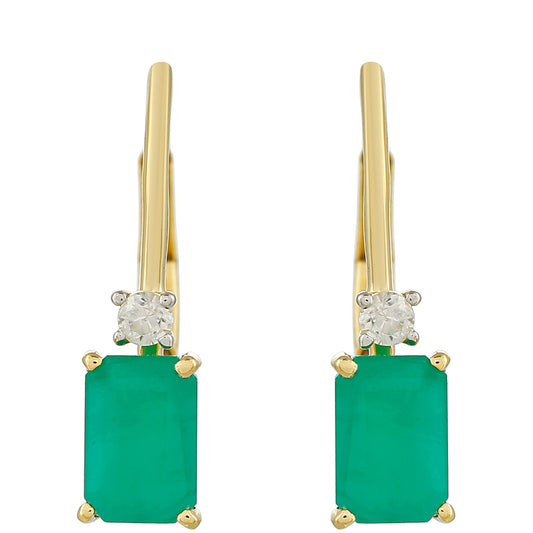 Goldohrringe mit brasilianischem Smaragd und natürlichem Zirkon