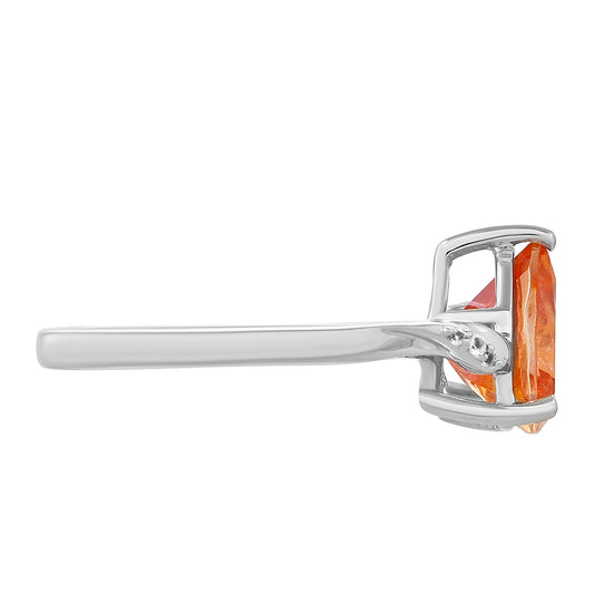 Silberring mit Padparadscha Quarz und weißem Topas