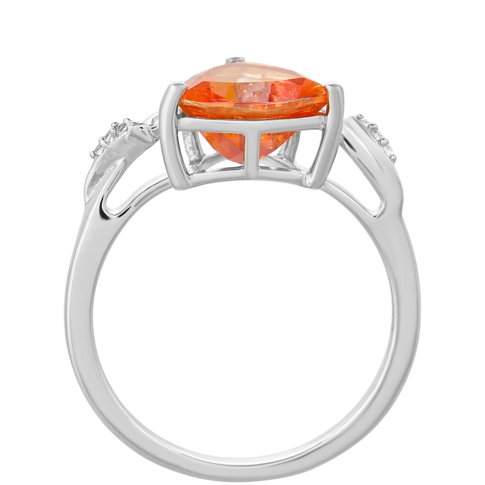 Silberring mit Padparadscha Quarz und weißem Topas