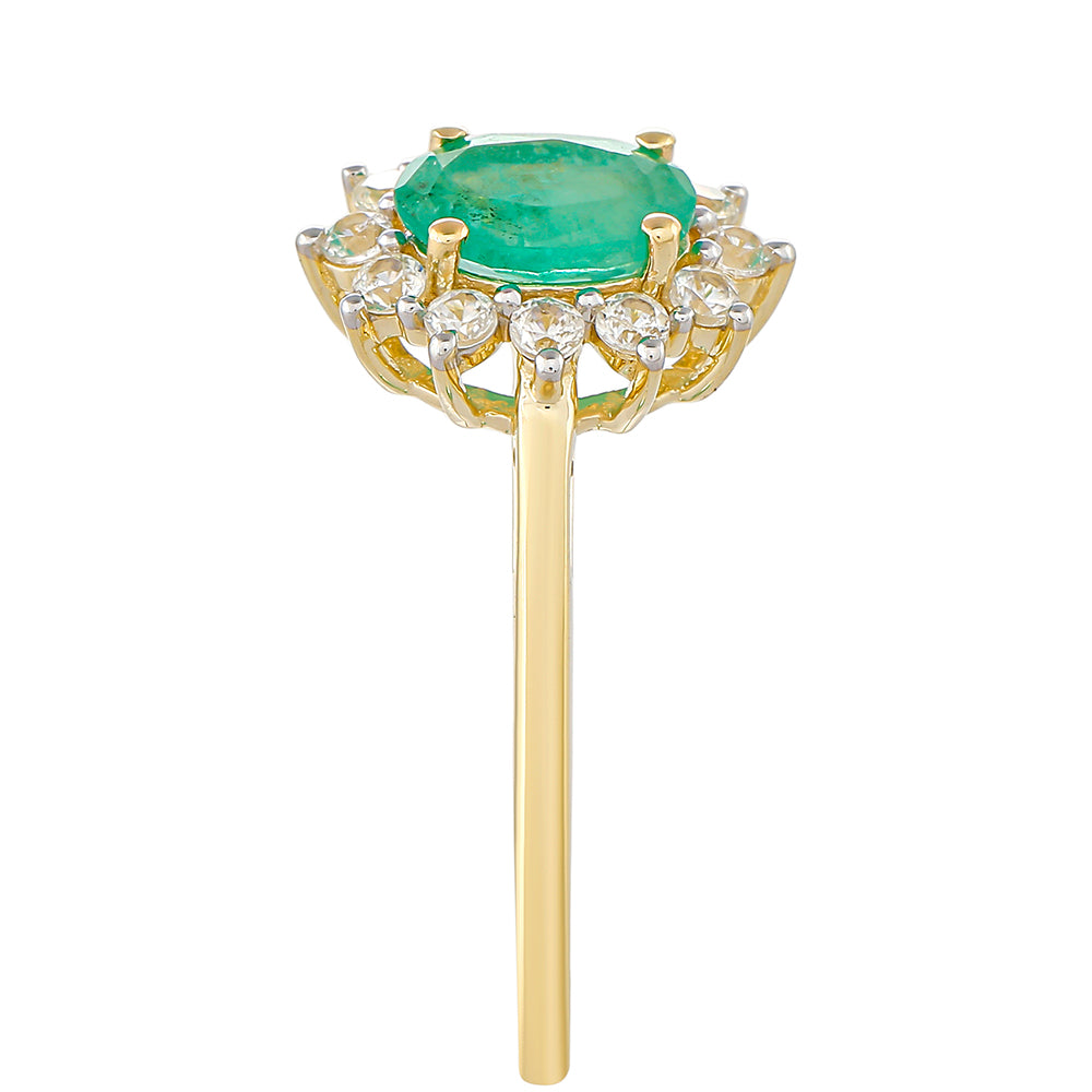 Goldring mit brasilianischem Smaragd und natürlichem Zirkon