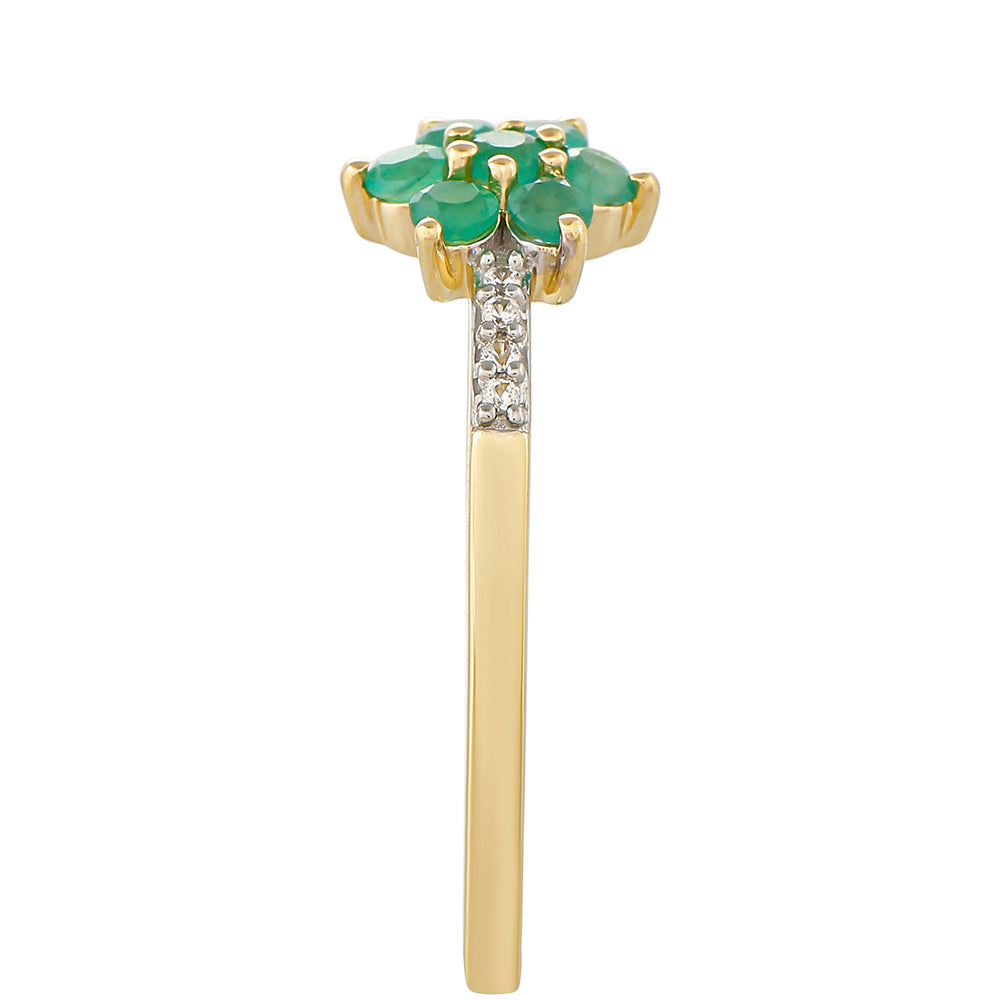 Goldring mit brasilianischem Smaragd und natürlichem Zirkon
