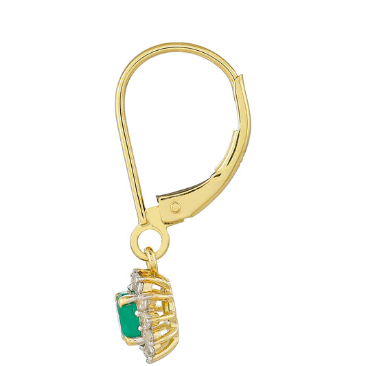 Goldohrringe mit brasilianischem Smaragd und natürlichem Zirkon