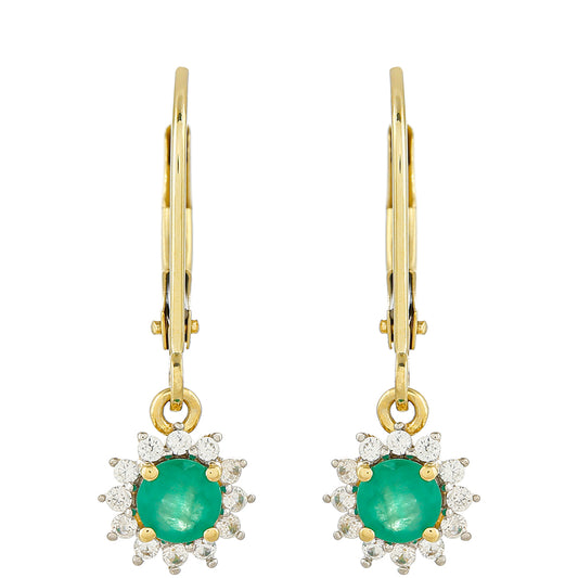 Goldohrringe mit brasilianischem Smaragd und natürlichem Zirkon