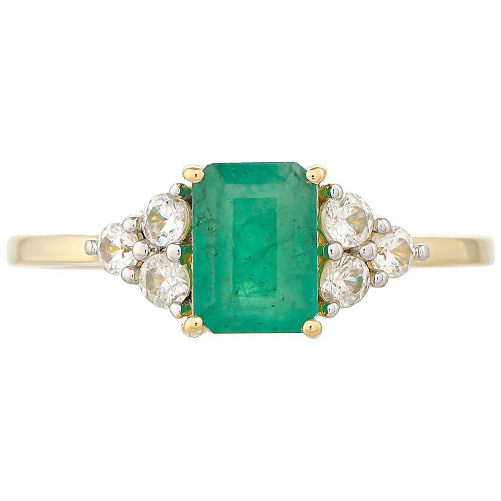Goldring mit brasilianischem Smaragd und natürlichem Zirkon
