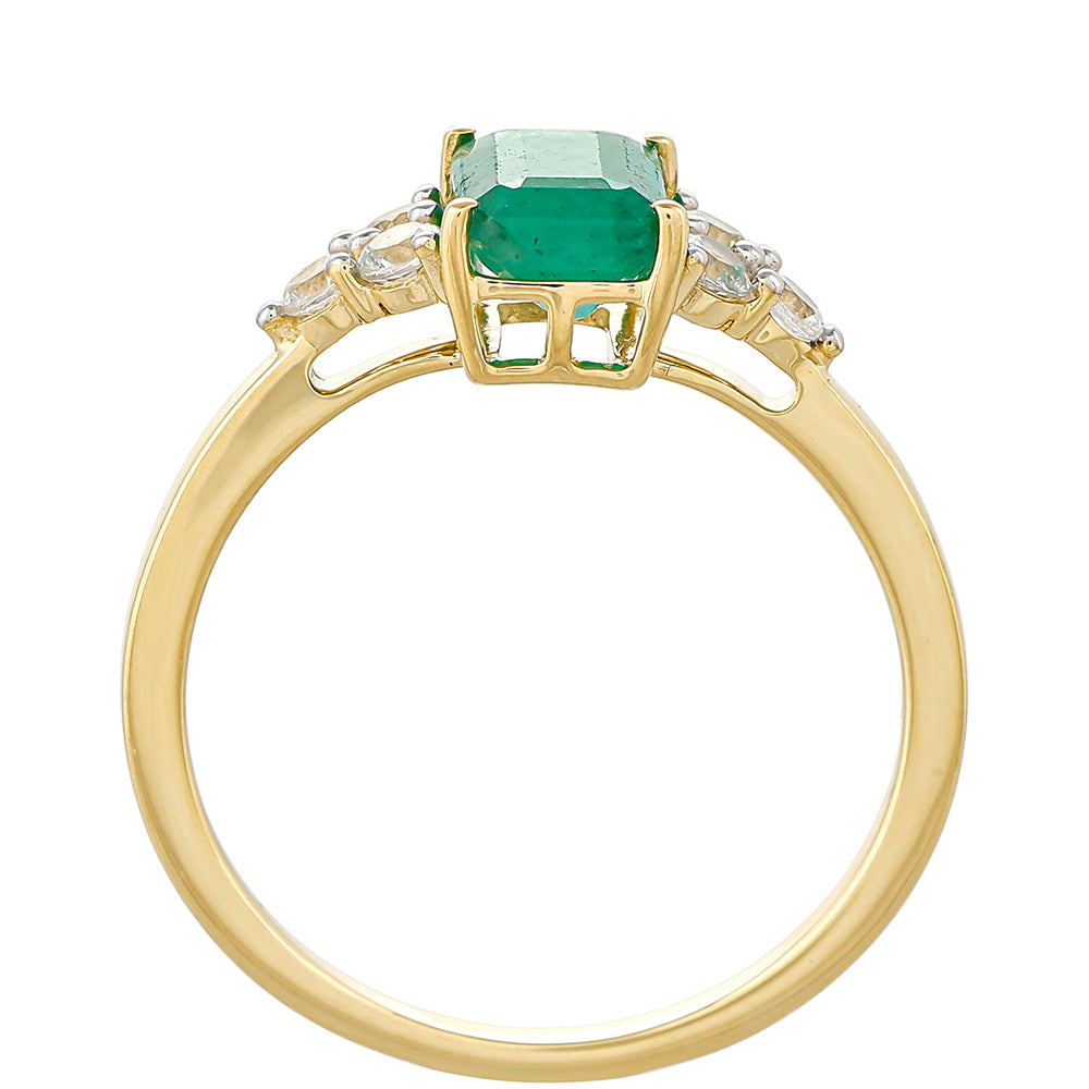 Goldring mit brasilianischem Smaragd und natürlichem Zirkon