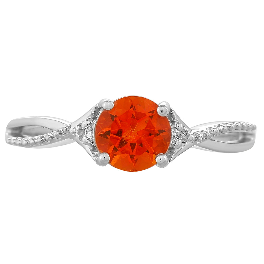 Silberring mit Padparadscha Quarz und weißem Topas