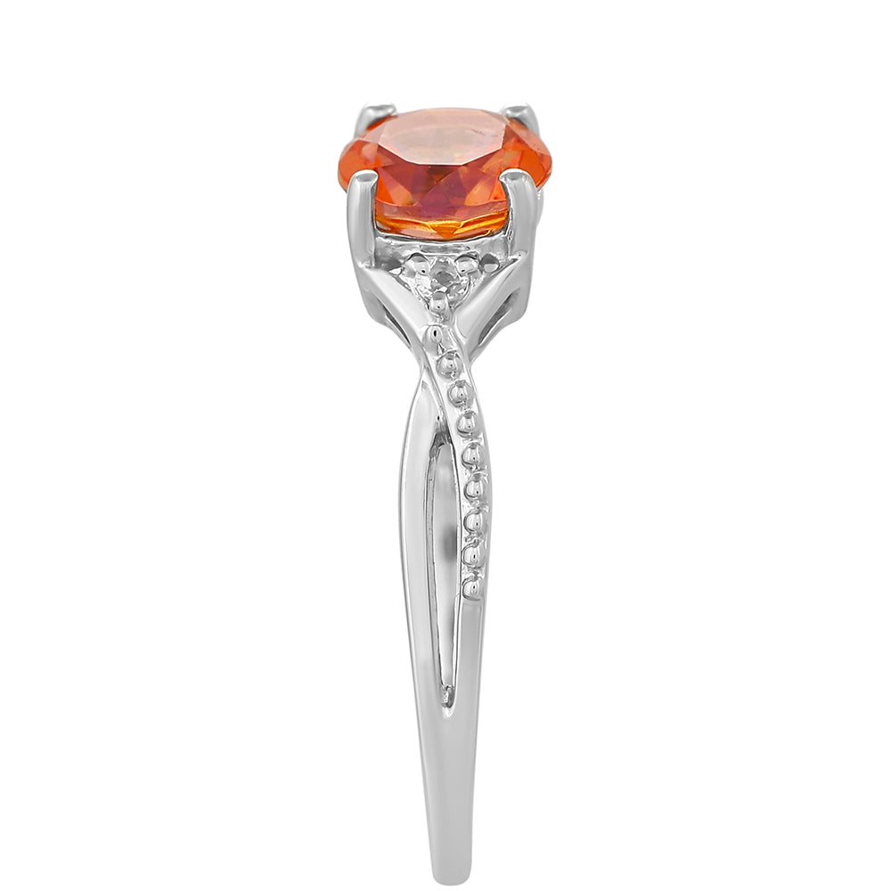 Silberring mit Padparadscha Quarz und weißem Topas